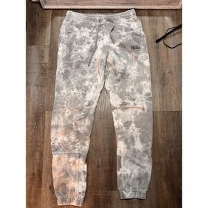 Nike Sportswear Mens Tie Dye Joggers Grey White Fleece Sweatpants Small